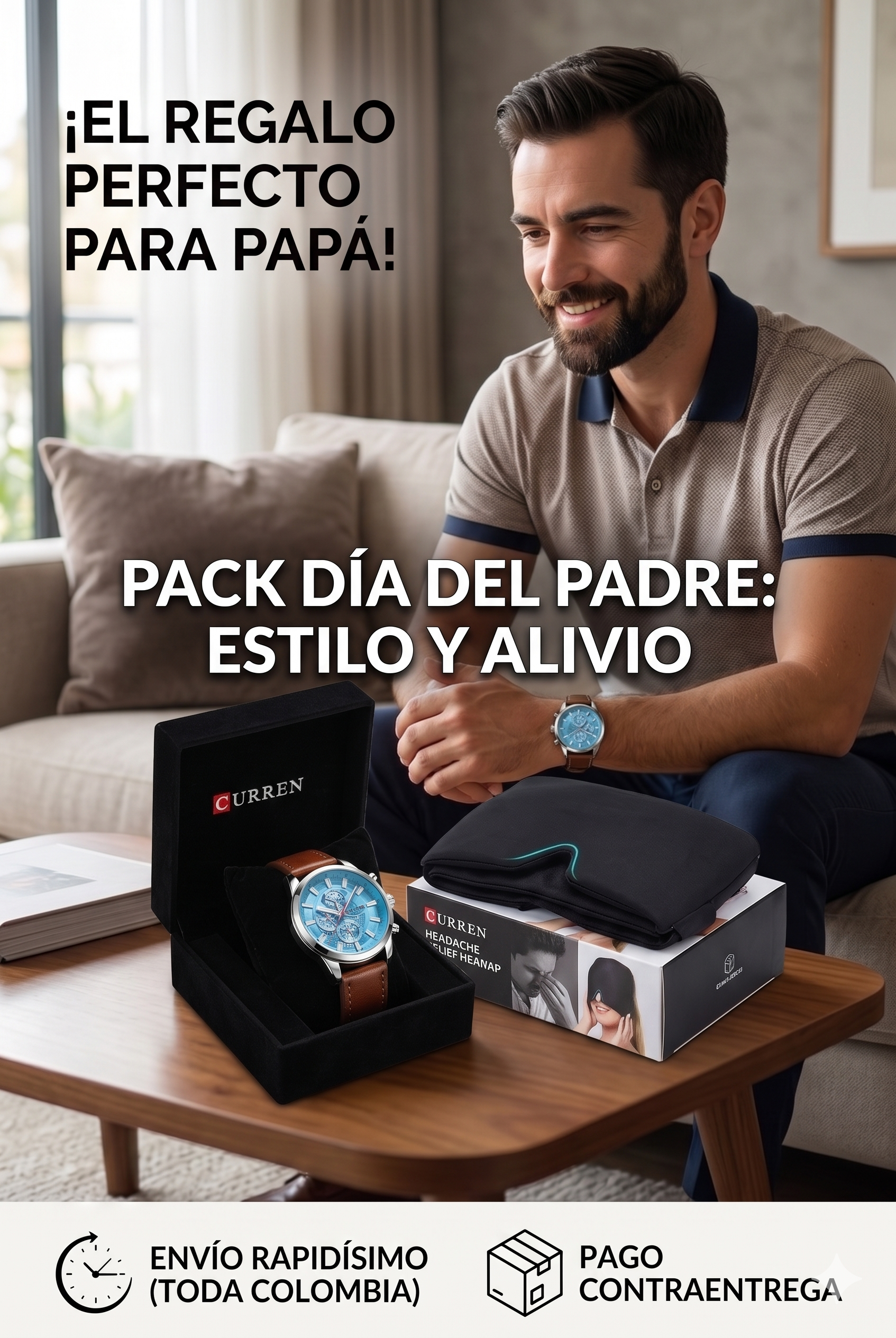 Pack Especial Día del Padre: Reloj Curren Pro + Máscara de Relajación en Gel